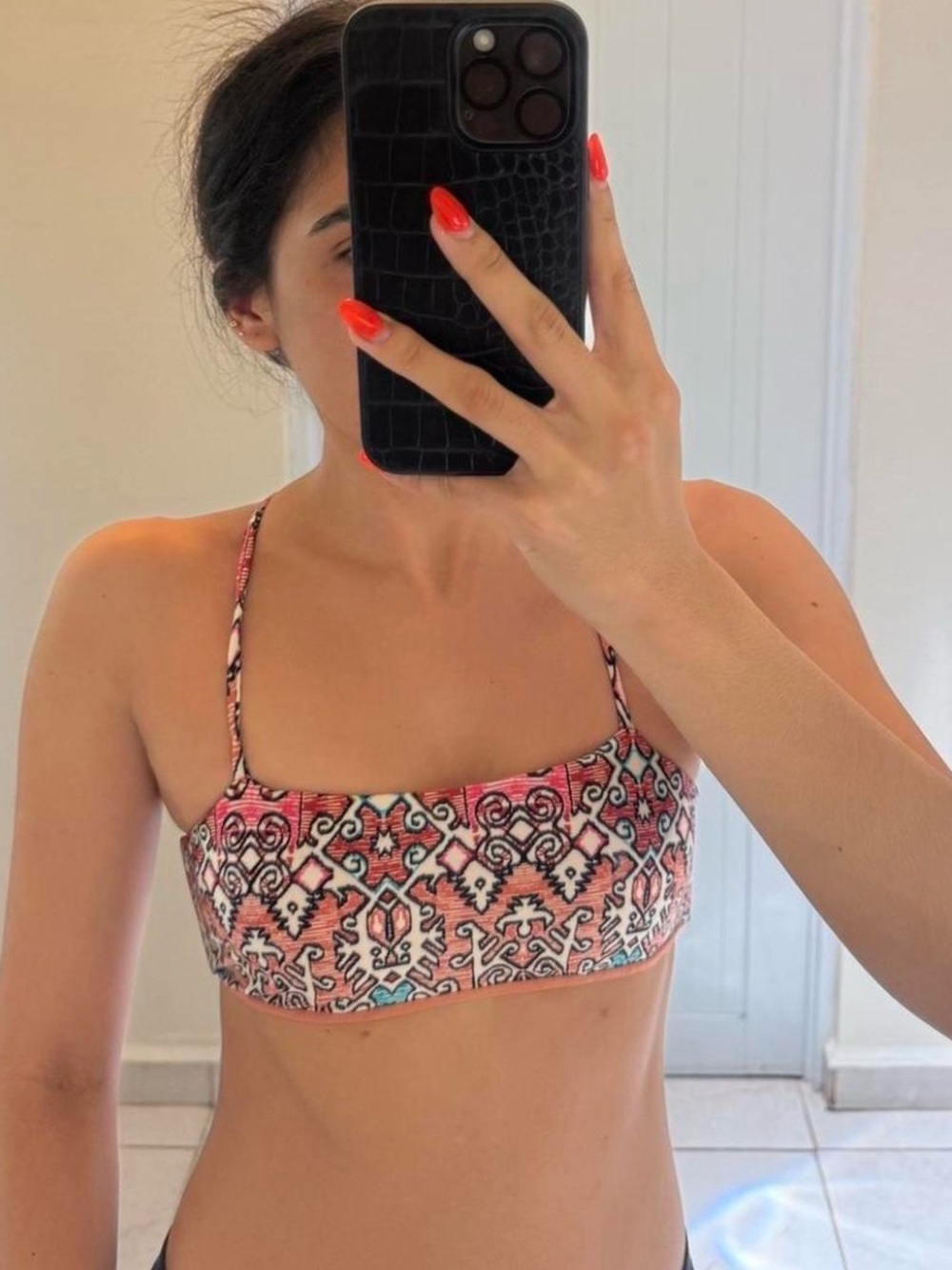 Maaji Pink Patterned Bandeau Bikini Top